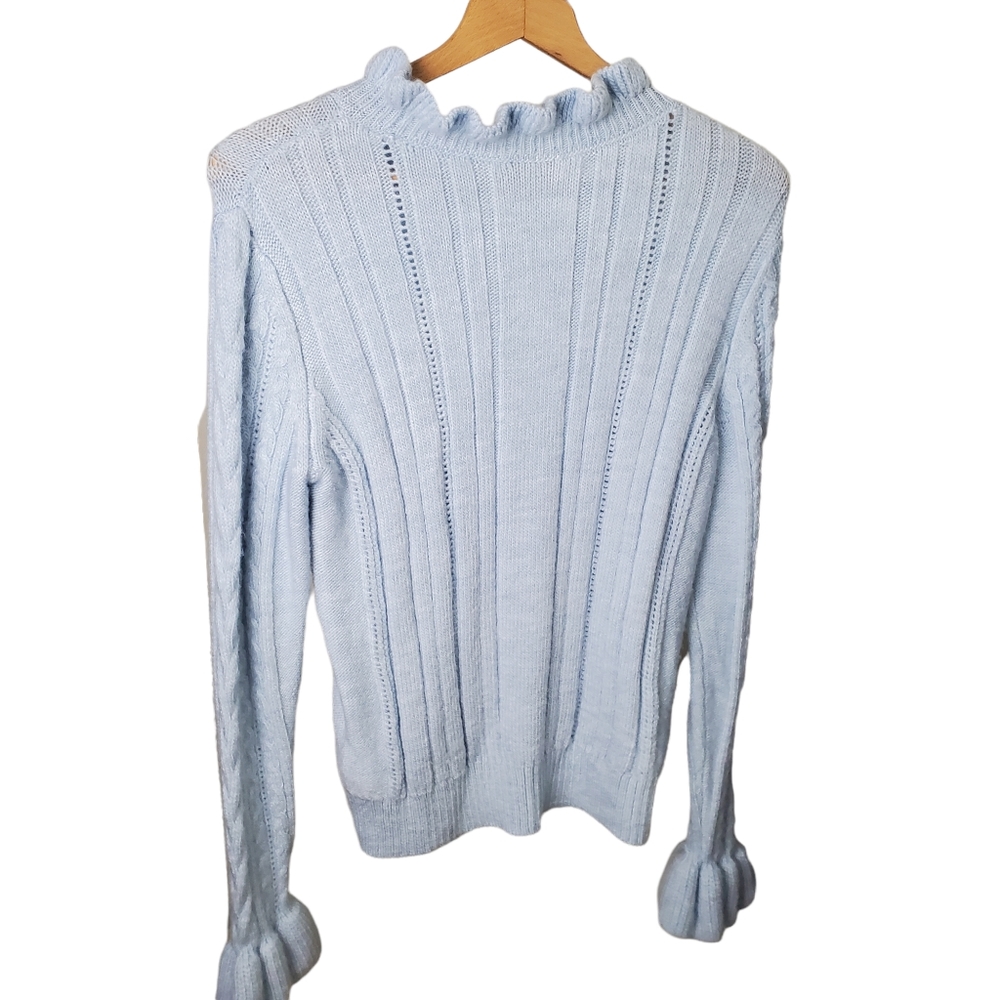 H&M Baby Blue Ruffle Sweater Size S - Picture 2 of 7